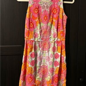 Floral Sleeveless Dress in Pink and Orange
